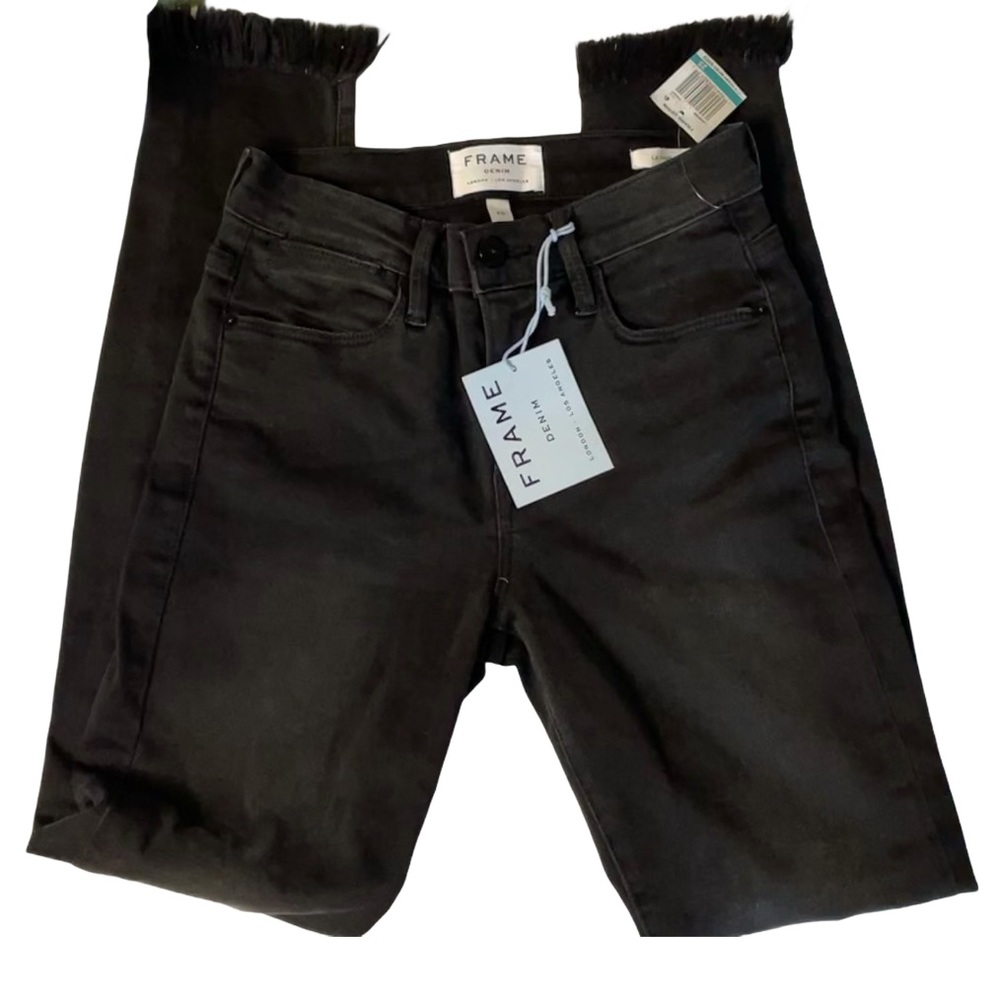 FRAME DENIM Black Le High SKINNY JEANS MICRO SHRED